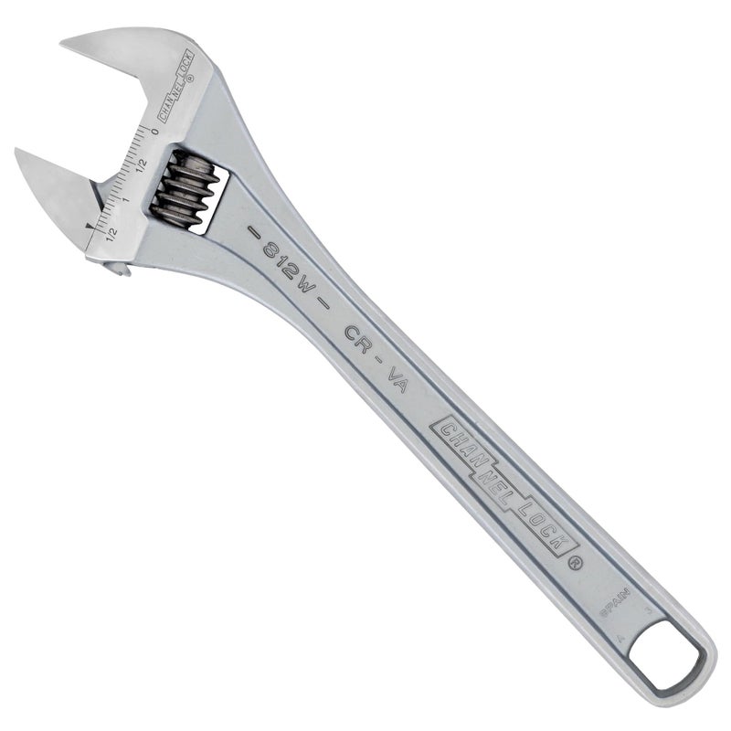 Channellock Adjustable Wrench 812W - Wide Jaw, Precise Grip, Measurement Scales - 12 in - Image 1